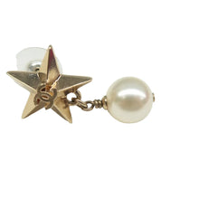 Load image into Gallery viewer, Chanel Pearl CC Star Drop Earrings Gold