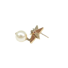 Load image into Gallery viewer, Chanel Pearl CC Star Drop Earrings Gold