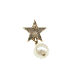 Load image into Gallery viewer, Chanel Pearl CC Star Drop Earrings Gold