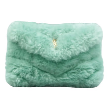 Load image into Gallery viewer, Yves Saint Laurent Small Loulou Puffer Shearling Pouch Iced Mint