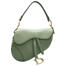 Load image into Gallery viewer, Christian Dior Saddle Leather Shoulder Bag Green