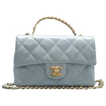 Load image into Gallery viewer, Chanel CC Square Flap Lambskin Enamel Quilted Mini Pending Shoulder Bag Light Blue