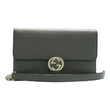 Load image into Gallery viewer, GUCCI Interlocking Leather Shoulder Bag Grey