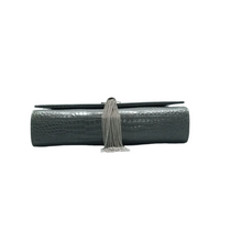 Load image into Gallery viewer, Yves Saint Laurent Kate Monogramme Tassel Leather Shoulder Bag Grey