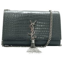 Load image into Gallery viewer, Yves Saint Laurent Kate Monogramme Tassel Leather Shoulder Bag Grey