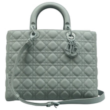 Load image into Gallery viewer, Christian DIOR Lady Dior Leather Satchel Bag Grey