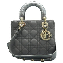 Load image into Gallery viewer, Christian DIOR Lady Dior Patent Leather Satchel Bag Grey