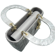 Load image into Gallery viewer, Christian DIOR Lady Dior Patent Leather Satchel Bag Grey