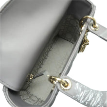 Load image into Gallery viewer, Christian DIOR Lady Dior Patent Leather Satchel Bag Grey