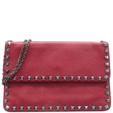 Load image into Gallery viewer, Valentino Garavani Vitello Rockstud Leather Shoulder Bag Red