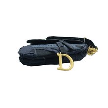 Load image into Gallery viewer, Christian Dior Saddle Fabric Satchel Bag Navy
