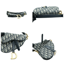 Load image into Gallery viewer, Christian Dior Saddle Fabric Satchel Bag Navy