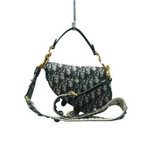 Load image into Gallery viewer, Christian Dior Saddle Fabric Satchel Bag Navy