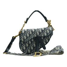 Load image into Gallery viewer, Christian Dior Saddle Fabric Satchel Bag Navy
