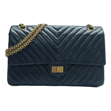 Load image into Gallery viewer, CHANEL 2.55 Leather Shoulder Bag Navy