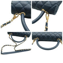 Load image into Gallery viewer, CHANEL Coco Handle Leather Satchel Bag Navy
