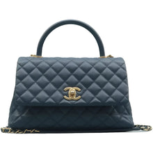 Load image into Gallery viewer, CHANEL Coco Handle Leather Satchel Bag Navy