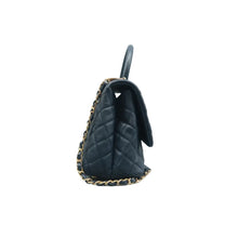 Load image into Gallery viewer, CHANEL Coco Handle Leather Satchel Bag Navy