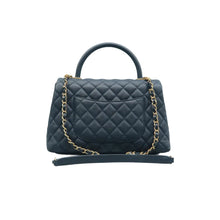 Load image into Gallery viewer, CHANEL Coco Handle Leather Satchel Bag Navy