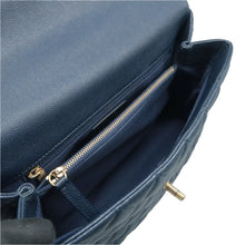 Load image into Gallery viewer, CHANEL Coco Handle Leather Satchel Bag Navy