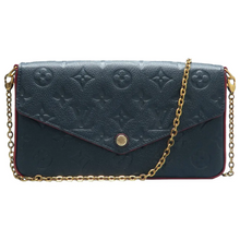 Load image into Gallery viewer, Louis Vuitton Pochette Felicie Monogram W/P Leather Shoulder Bag Navy