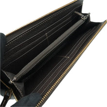 Load image into Gallery viewer, Gucci Monogram Metal Bar Zip Around Wallet Brown