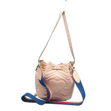Load image into Gallery viewer, Gucci Sylvie Web GG Marmont Calfskin Matelasse Bucket Bag Pink
