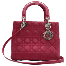 Load image into Gallery viewer, Christian Dior Lady Dior Leather Satchel Bag Fuchsia Pink