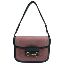 Load image into Gallery viewer, GUCCI Horsebit 1955 Velvet Shoulder Bag Pink