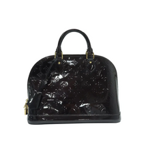 Load image into Gallery viewer, Louis Vuitton Alma Monogram Patent Leather Tote Bag Burgundy