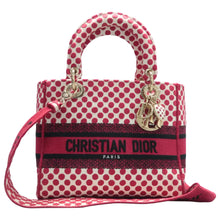 Load image into Gallery viewer, DIOR Lady Dior Fabric Shoulder Bag Red