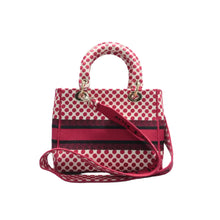Load image into Gallery viewer, DIOR Lady Dior Fabric Shoulder Bag Red
