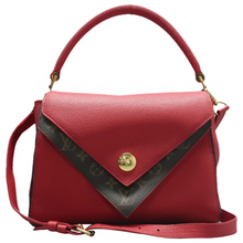 Load image into Gallery viewer, Louis Vuitton Double V Monogram Leather Satchel Bag Red
