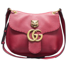 Load image into Gallery viewer, Gucci GG Marmont Flap Cellarius Calfskin Feline Shoulder Bag Red
