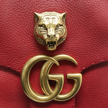 Load image into Gallery viewer, GUCCI GG Marmont Animalier Leather Shoulder Bag Red
