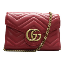 Load image into Gallery viewer, GUCCI GG Marmont Chain Wallet Leather Shoulder Bag Red