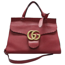Load image into Gallery viewer, GUCCI GG Marmont Leather Satchel Bag Red