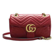 Load image into Gallery viewer, GUCCI GG Marmont Leather Shoulder Bag Red