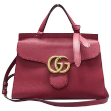 Load image into Gallery viewer, Gucci GG Marmont Top Handle Leather Satchel Bag Red
