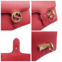 Load image into Gallery viewer, GUCCI Interlocking G Leather Shoulder Bag Red