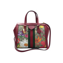 Load image into Gallery viewer, Gucci Ophidia Flora Canvas Satchel Bag Red