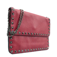 Load image into Gallery viewer, Valentino Garavani Vitello Rockstud Leather Shoulder Bag Red