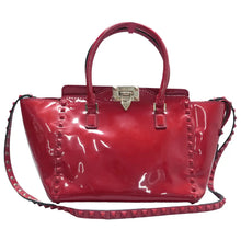 Load image into Gallery viewer, VALENTINO GARAVANI Patent Leather Satchel Bag Red