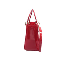 Load image into Gallery viewer, Christian DIOR Lady Dior Patent Leather Satchel Bag Red
