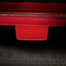 Load image into Gallery viewer, Christian DIOR Lady Dior Patent Leather Satchel Bag Red