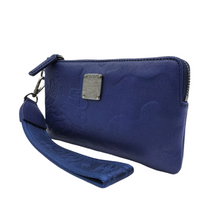 Load image into Gallery viewer, MCM Leather Zipped Pouch Wallet Blue