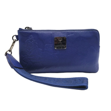 Load image into Gallery viewer, MCM Leather Zipped Pouch Wallet Blue