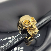 Load image into Gallery viewer, Alexander McQueen Patent Skull Leather Continental Wallet Black