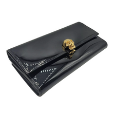 Load image into Gallery viewer, Alexander McQueen Patent Skull Leather Continental Wallet Black