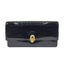Load image into Gallery viewer, Alexander McQueen Patent Skull Leather Continental Wallet Black